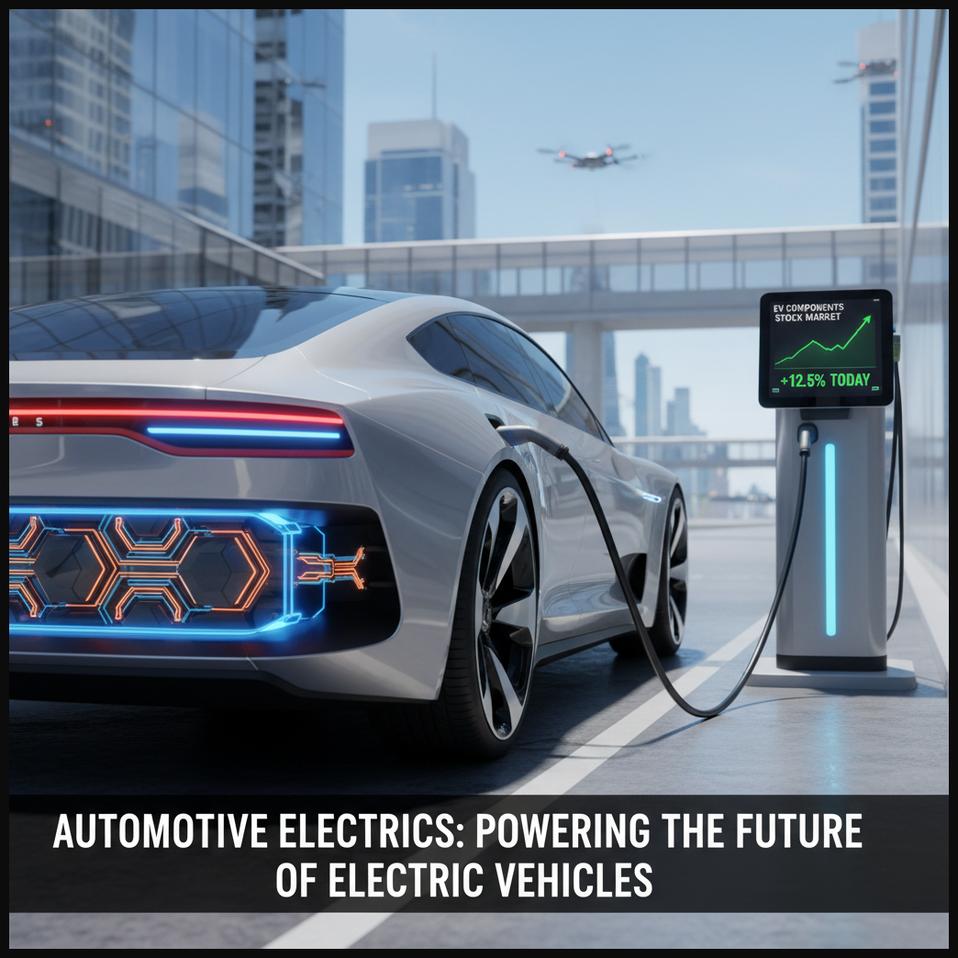 An electric vehicle charging at a modern station, with a focus on its battery pack, representing an automotive electrics company powering the future of electric vehicles.